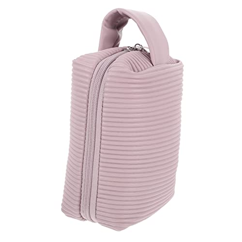 DOITOOL Handkosmetiktasche Reisetasche Aus Leder Halter Für Toilettenartikel Reisetaschen Aus Leder Für Damen Kulturbeutel Aus Leder Für Damen Groß Tragbar Reisen Aufbewahrungstasche Rosa von DOITOOL