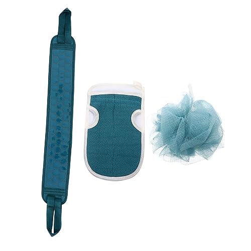 DOITOOL Handschuhe für Dusche Bad 3er Set Peeling Bad Rückenschrubber 1 Set 3-tlg. Cyan Badetuch Duschtuch von DOITOOL