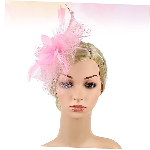 DOITOOL Kopfschmuck Für Die Braut Kleidercocktail Haarspange Hochzeit Frauen Haar Fascinator Kopfbedeckung Brautkopfschmuck Für Die Hochzeit Damen Hut Hüte Fräulein Charmant Rosa Stirnband von DOITOOL