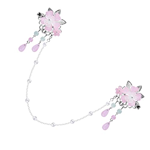 DOITOOL Kopfbedeckung Für Kinder Strass-kopfschmuck Quaste Haarspange Chinesische Vintage- Haarclips Haarschmuck Für Die Brautjungfer Mädchen Legierung Hängen Rosa China von DOITOOL