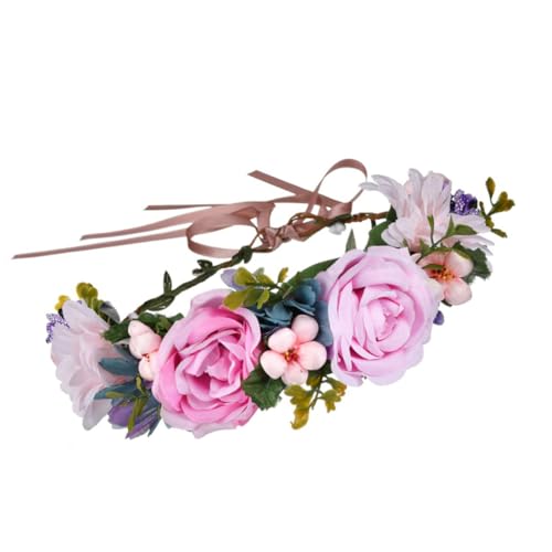 DOITOOL Haargummis kopfschmuck Tiara Stirnband Hochzeit Haarband Blumenstirnbänder für Mädchen Blumenmädchen Kopfbedeckung Haarschmuck Strandresort Haargummi von DOITOOL