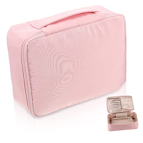 DOITOOL Kosmetiktasche Mit Großem Fassungsvermögen Halter Für Toilettenartikel Große Make-up-Organizer-Tasche Große Reise-Kosmetiktasche Bilden Reisen Multifunktion Rosa Einfache Tasche von DOITOOL