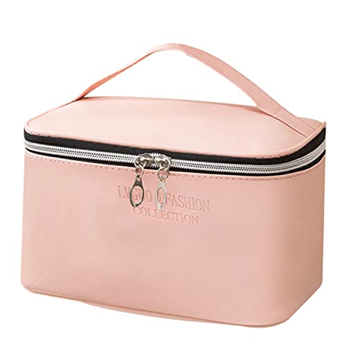 DOITOOL Kosmetiktasche Handtasche Schminktasche Makeup Tasche Reisetaschen-Toilettenartikel Make-up-Taschen Kosmetik-Aufbewahrungstasche Make-up-Organizer Kreuzmuster Aufbewahrungskiste Pu von DOITOOL