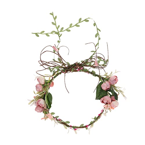 DOITOOL Kranz Tiara Braut Verstellbarer Blumenkranz Braut Stirnband Blumen Haarkranz Blumengirlande Haarkranz Hochzeit Blumenstirnbänder Für Frauen Brautjungfer Rose Stoff Das Foto von DOITOOL