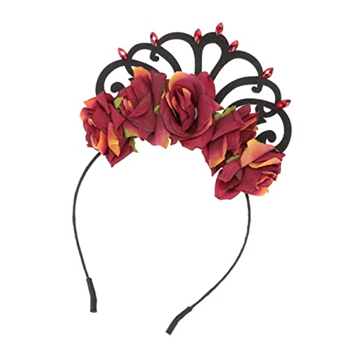 DOITOOL Krone Stirnband haarschmuck Haaraccessoires wischtelgeschenk geschenke für kleinkinder ab 1 jahr girl Haarband Party rot abendklied Strasssteine Kopfbedeckung Haarring Braut Stoff von DOITOOL