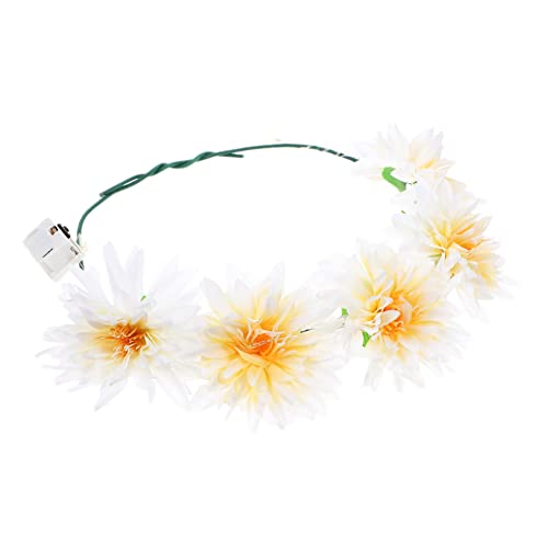 DOITOOL Leuchtender Kranz Stirnband Glühendes Blumenstirnband Damen Armband Dekoratives Leuchten Blumige Kopfbedeckung Blumenstirnbänder Für Frauen Sommerkleid Stoff Mädchen Braut Hawaii von DOITOOL