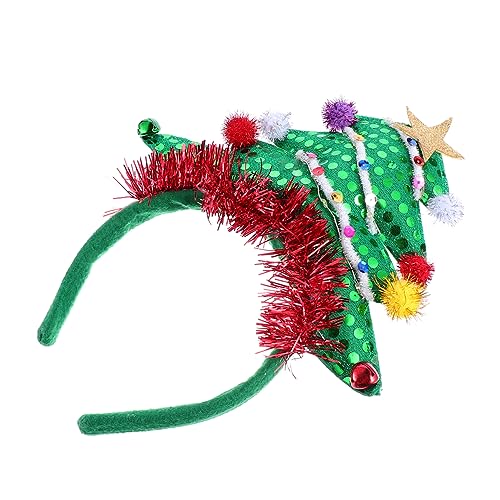 DOITOOL Leuchtendes Weihnachts-stirnband Damen Hut Weihnachtsbaum-stirnbänder Für Frauen Heiliges Kostüm Strumpfwaren Haargummis Ast Stirnband Kind Haarring Stoff Scheinen von DOITOOL