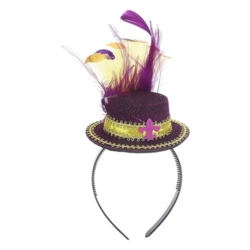 DOITOOL Lila Zylinder-feder-stirnband-haar-accessoires Lila Clip Damen Fascinator Kopfschmuck Fascinators Für Frauen Teeparty Damen Hüte Stirnbänder Filzstoff Irland Violett Fräulein Hut von DOITOOL