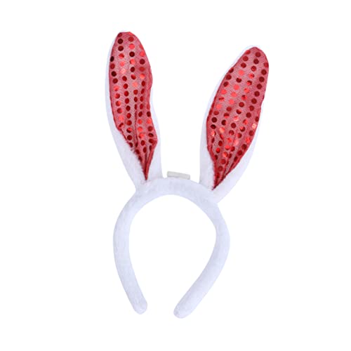 DOITOOL Osterohren Stirnband Haarbänder Mit Hasenohren Plüsch Ostern Kaninchen Cosplay Stirnband Hasen-stirnband Hasen-ohrclips Hasenohren Ostern Ohrringe Rot Hut Baby Led von DOITOOL