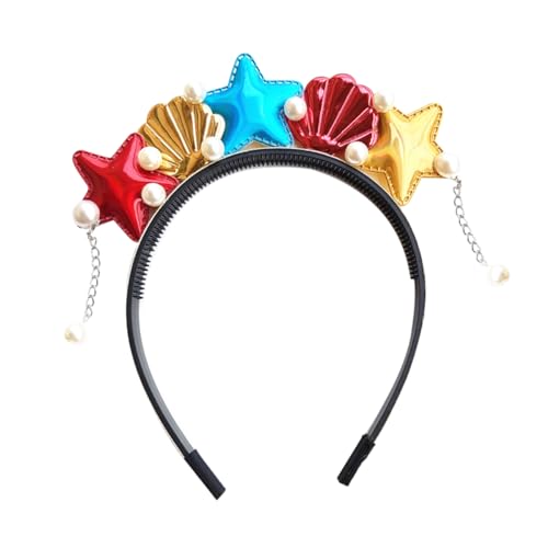 DOITOOL Shell Stirnband Kostümzubehör Mädchen Party Stirnband Ozean themenorientiertes Stirnband Stern Stirnband Schale Haar Reifen Perle Geschenk Haarschmuck Braut Kleidung von DOITOOL