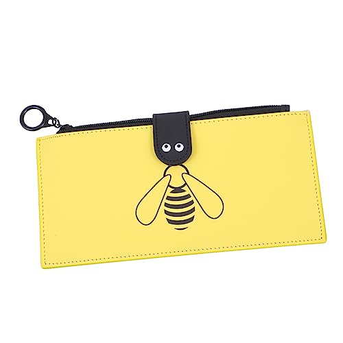 DOITOOL Schüler Federmäppchen Mit Bienen-Motiv Praktische Stifte Schreibwaren Aufbewahrungstasche Aus Hochwertigem Leder Für Schule Büro Und Studium Geräumige Stiftetasche in Gelb von DOITOOL