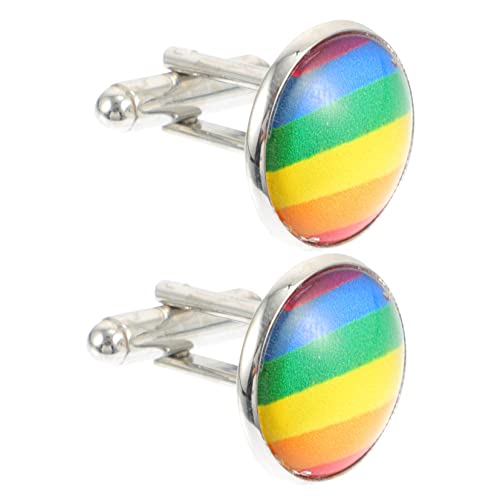 DOITOOL Manschettenknopf Accessoires Anzugknöpfe Für Männer Regenbogen Pride Knopf Regenbogen Kleiderknopf Kleidungsaccessoire Kleidungszubehör Manschettenknöpfe Handgefertigter Knopf von DOITOOL
