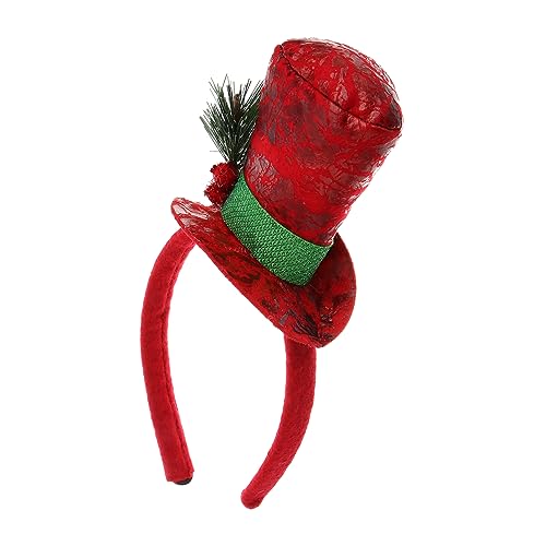 DOITOOL Weihnachtsmütze Stirnbänder für Frauen Schneeflocken-Haarreifen Weihnachten Stirnband Haarband Kappen Erwachsener Hut Haarring Kopftaste Fräulein Haarschmuck rot von DOITOOL