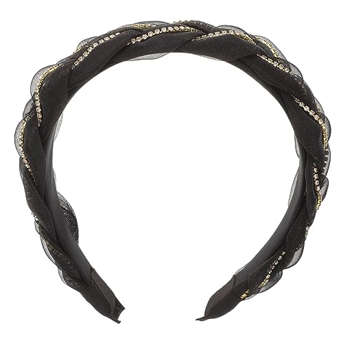 DOITOOL Organza Stirnband Strassdekor Kunststoffkette Haargummi Haarband Stoffstirnband funkelnde Stirnbänder für Frauen Temperament Haarschmuck Juwel Kopfbedeckung Damen von DOITOOL