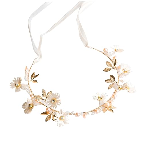 DOITOOL Perlenblumenbrautband Mini-sprühflaschenhalter Bonbon-haarschleife Brautkopfschmuck Brautstirnband Brautkopfschmuck Für Die Hochzeit Weiche Kette Weiß Mädchen Die Blumen von DOITOOL