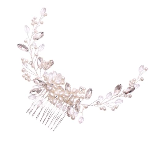 DOITOOL Perlenkamm haarschmuck Haarspangen braut haarkamm Haarnadeln aus Strass brautseite haarkamm Tiara Haarklammer braut kopfschmuck Hochzeit Haarnadel Strasssteine Kopfbedeckung Weiß von DOITOOL