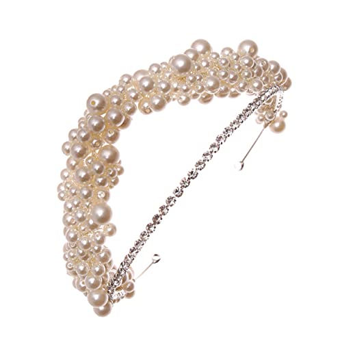 DOITOOL Perlenstirnband geflochtener Haargummi Strass hpearls airband Tiara Haarbänder frauen kopfschmuck Hochzeitsperlen Stirnband Modellieren Kopfbedeckung Haare hoch Braut Eisendraht von DOITOOL