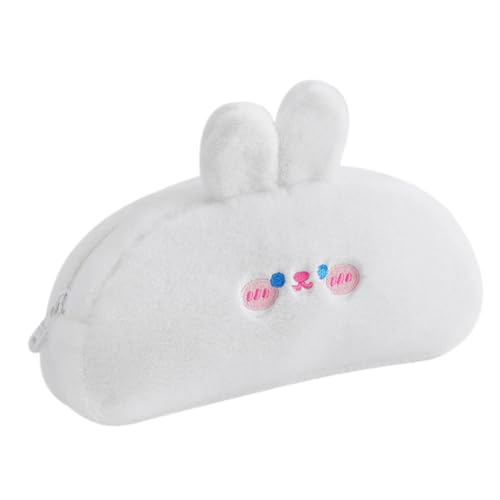 DOITOOL Plüsch Federmäppchen Weißes Hasen Design Großes Pencil Storage Bag mit Reißverschluss Weicher Stifthalter für Schule und Büro Multifunktionaler Pen Organizer für Schüler und von DOITOOL
