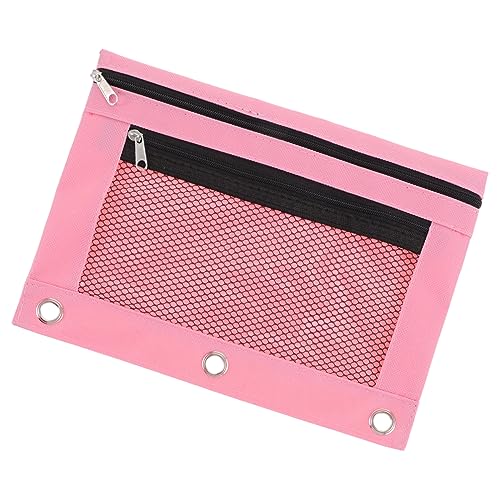 DOITOOL Reißverschluss Stift Bleistifthalter Tasche Schule Transparent Federmäppchen Für 3 Ringordner Bleistifte Tasche Slot Beutel Aktentasche Aus Stoff Farbig Rosa Oxford-Stoff von DOITOOL