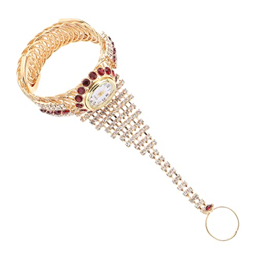 DOITOOL Rhinestone Damenarmbanduhr Mit Elegantem Design Modischer -armbanduhren- Für Partys Und Besondere Anlässe Granatrot von DOITOOL