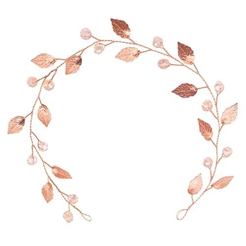 DOITOOL Rose weiche Kette Stirnband Strass-Stirnbänder für Frauen Blatt Hochzeit Stirnband Haarschmuck Haarband Haargummis Hochzeitsdekoration hochzeit kopfschmuck Braut Stirnband Blätter von DOITOOL