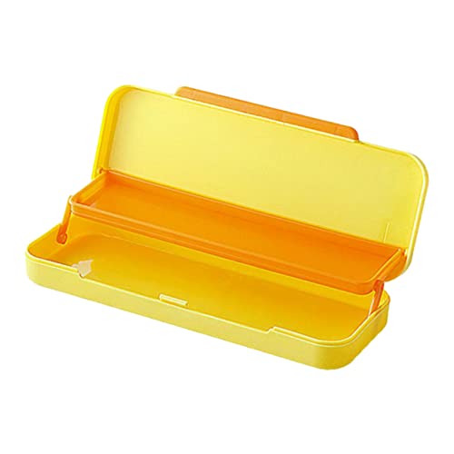 DOITOOL Bleistiftbox Aus Kunststoff Tragbare Schreibwarenhalter Aufbewahrungsbox Für Schule Gelb Mit Platz Für Stifte Lineale Und Mehr von DOITOOL