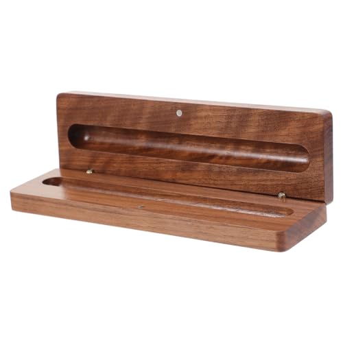 DOITOOL Schwarze Walnuss Holz Stiftbox Einzelhalter Handgefertigt mit Klappdeckel Kompakter Tragbarer Schreibwaren Organizer für Büro Schule und Business von DOITOOL