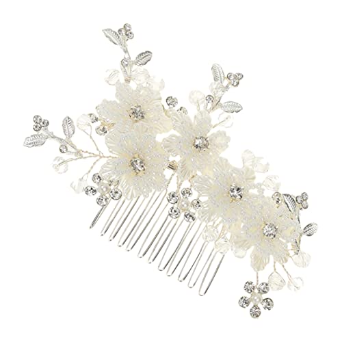 DOITOOL Seitenkamm Kopfbedeckungen Für Damen Haarkamm Für Damenaccessoires Accessoires Für Weiße Haare Blumenkopfschmuck Perlen Tiara Zinklegierung Zubehör Braut Hochzeit von DOITOOL