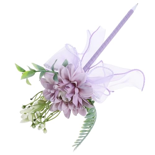 DOITOOL Simulierter Blumenstift Kugelschreiber dekorative Stifte für Damen gefälschter Blumenstift Simulation Blumenstift süße Stifte für Lehrer neuartige Blumenstifte Seidentuch Violett von DOITOOL