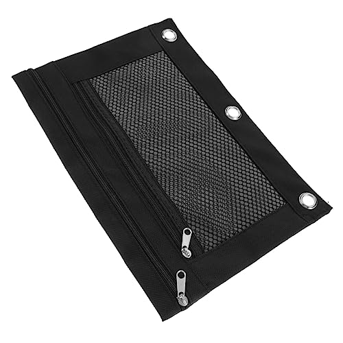 DOITOOL Stifthalter Mesh-stifttasche Schreibwarentasche Reißverschluss-Ordner Federmäppchen Binder-stifttasche Hallo Fächer Ordnertaschen Bleistift Bindemittel Liefert Oxford-Stoff Black von DOITOOL