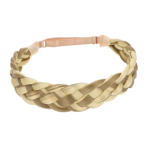 DOITOOL Stirnband elegant haarband geflochtener Kopfschmuck Haargummis für Frauen flechten haar zubehör Haarbänder für Zöpfe falsches Haar elastisch gefälschter Zopf Perücke Schal Mädchen von DOITOOL