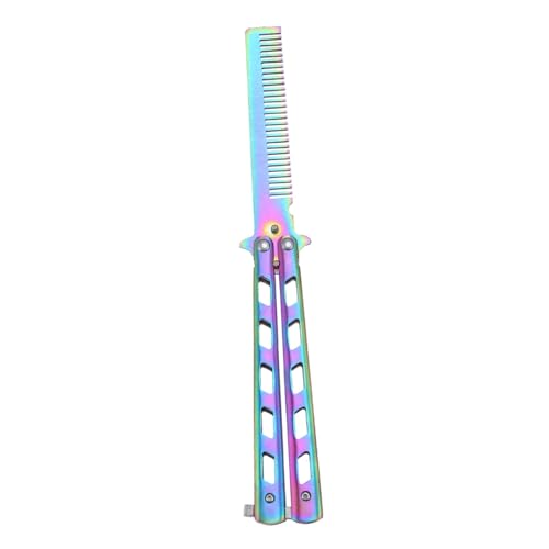 DOITOOL -Kamm regenbogen Haarbürste für Männer Trainer werkzeug Kämme Trainingskamm Edelstahlkamm Klappmesser Metallkamm Trainingsmesser Kammmesser Damen Bartkamm von DOITOOL