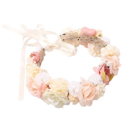 DOITOOL Tiara aus Seidenblumenkranz Blumenkranz Krone Blumenmädchen-Kopfschmuck Blumengirlande hochzeitshaar schmuck Haarband Haargummi Blumenmädchen-Kopfbedeckungen für die Hochzeit Mode von DOITOOL