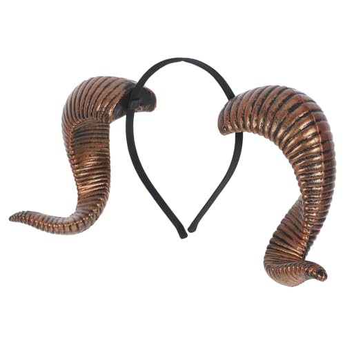 DOITOOL Tierohren Hörner Stirnband: Schaf Cosplay Kostüm Pu Haarreif Für Halloween Dress Up Party Rollenspiele Und Karneval Kopfbedeckung Golden von DOITOOL