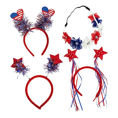 DOITOOL Usa Flagge 4 Stück Unabhängigkeitstag Stirnband Haar Partygeschenke für Frauen Tiara weißes Stirnband Party-Kopfschmuck sammeln Kopfschmuck zum Tag der Unabhängigkeit Blitz von DOITOOL