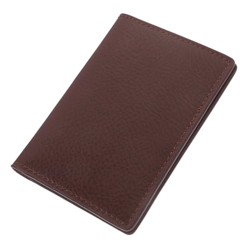 DOITOOL Visitenkarteninhaber Brieftasche für Kartenhalter doppelseitiger Kartenhalter Visitenkarten-Geldbörse Kartenbehälterhalter Visitenkartenetui Rindsleder Coffee von DOITOOL