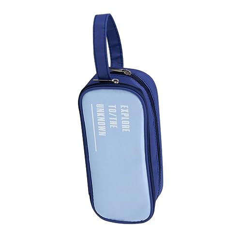 DOITOOL Zipper -Bleistiftbeutel Federtasche mit großem Fassungsvermögen Lagen Stiftetui ästhetisch dekorativer Bleistiftbehälter tragbare Stiftbeutel Oxford-Stoff Blue von DOITOOL