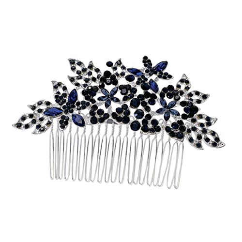 DOITOOL dunkelblauer Haarkamm vintage strass haarnadeln Braut Strass Tiara Braut Haarteil Hochzeitshaarschmuck für Bräute Mädchen Kopfbedeckung Perücke Zinklegierung von DOITOOL