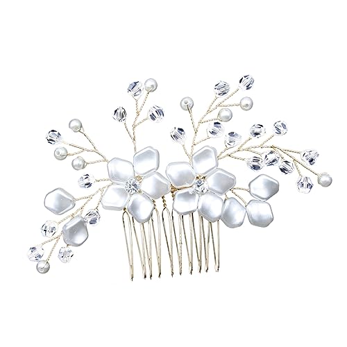 DOITOOL Haaraccessoires Blasen für die Hochzeit Brauthaarkamm haarschmuck Tiara Brauteinsatzkamm Kopfschmuck für die Braut Europäisch und amerikanisch Kopfbedeckung Perlenblume von DOITOOL