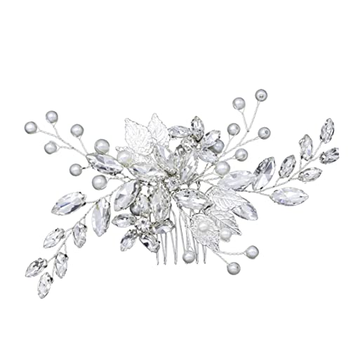 DOITOOL Kopfbedeckungen Für Damen Diamant-kopfschmuck Kamm Einsetzen Kopfbedeckungen Für Frauen Braut Kopfschmuck Eleganter Kopfschmuck Clip Hochzeit Haarkamm Tiara Bankett Haarnadel Perle von DOITOOL