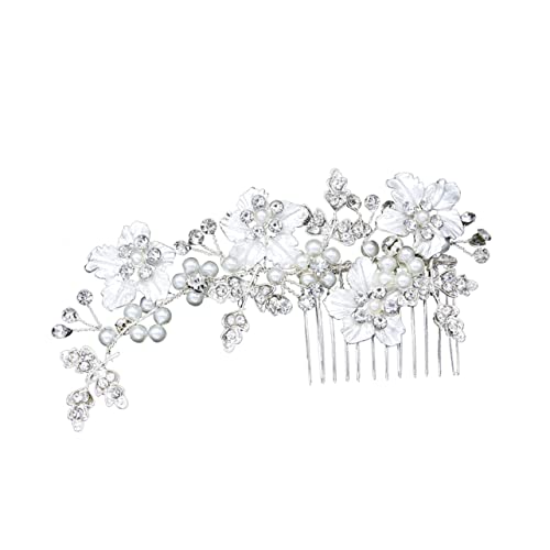 DOITOOL haarschmuck Tiara Hochzeit Haarkamm Hochzeitskopfschmuck Blumenblatt Haarkamm Diamant Kopfbedeckung Mosaik Braut von DOITOOL