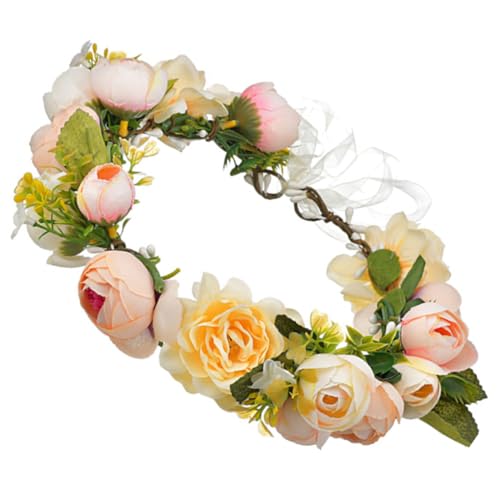 DOITOOL künstlicher Rosenkranz Blumengirlande blumenstirnband Braut damen stirnbänder Haarband Tiara Blumenstirnbänder Kranz-Stirnband Mädchen Haarschmuck Krone Kopfbedeckung Stoff von DOITOOL