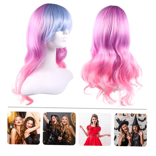 DOITOOL lockige Kopfbedeckung perücken Cosplay Wave Perücke seidig bunte Haarperücke falsche Haarperücke Frauen Haar Perücke Welle Damen Hochtemperaturdraht Violett von DOITOOL