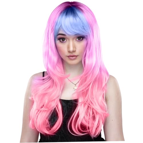 DOITOOL Lockige Kopfbedeckung Cosplay Wave Perücke Spiralhaarperücke Für Frauen Bunte Wellenperücke Frauen Haar Perücke Lockiges Haar Hochtemperaturdraht Violett Damen von DOITOOL