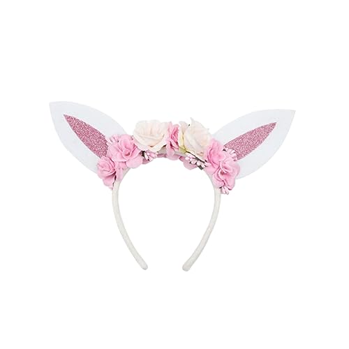 DOITOOL Hasenohren Haarschmuck Osterstirnbänder Für Frauen Hochzeitsdekoration Hasenohren Kostüm Hasenhaarreifen Weihnachtsfeier Hut Haarreifen Für Katzenohren Tiara Stirnband Die Blumen von DOITOOL