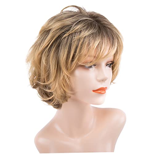 DOITOOL Kurze Lockige Perücke Für Damen Echthaar-perücke Mit Lace-front Realistischer Haaransatz Modische Perücke Für Den Alltag Partys Cosplay von DOITOOL