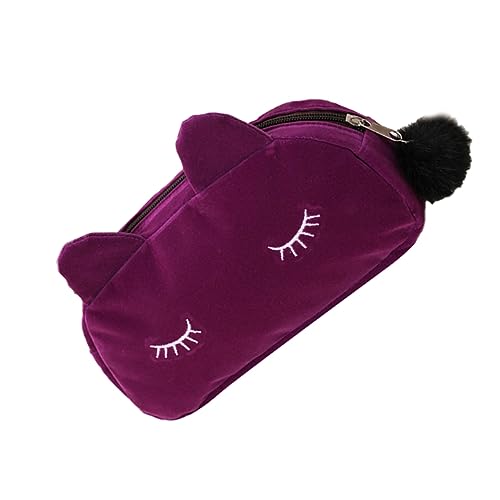 DOITOOL Damen-geldbörse Tragbare Tasche Kosmetiktasche Für Die Handtasche Tasche Für Make-up Damenbeutel Frau Tasche Cartoon-Katze Violett Koreanische Version Damentaschen Fräulein von DOITOOL