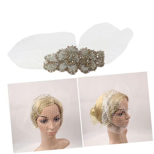 DOITOOL Fascinator-Stirnband Stirnband mit Schleier Halloween-Auge weißes Stirnband Tiara Dame Kopfschmuck Kopfbedeckung aus Mesh für Damen Gittergewebe Vogelkäfig Zubehör Fräulein von DOITOOL