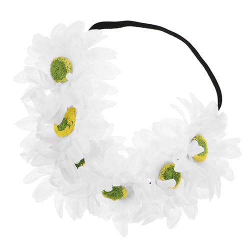 DOITOOL Frauen Kopfschmuck Mädchen Stirnband Stirnbänder Frauen Stirnband Haarband Böhmisches Stirnband Florales Stirnband Boho-haarschmuck Damen Zubehör Stoff Chrysantheme Weiß von DOITOOL