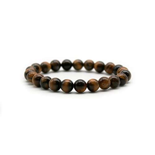 DOJA Barcelona | Tigerauge Perlen Armband | Perlenarmband 8mm Kugeln | PACK 1-2 | Elastische Armbänder Mineralien, Bergkristall, Crystal | Energiearmband Heilsteine Chakra Armband Damen/Armband Herren von DOJA Barcelona